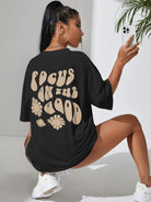 Womens Unisex Over Size Printed Black Color Tshirts - Young Trendz