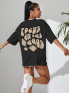 Womens Unisex Over Size Printed Black Color Tshirts - Young Trendz