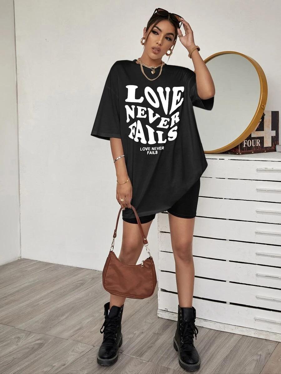 Womens Unisex Over Size Printed Black Color Tshirts - Young Trendz