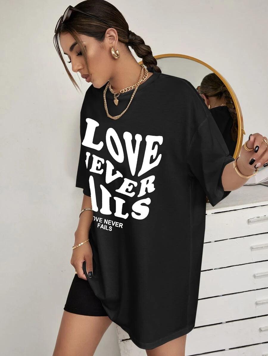 Womens Unisex Over Size Printed Black Color Tshirts - Young Trendz