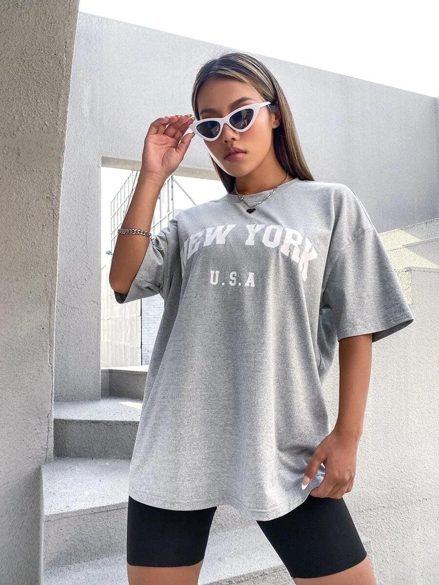 Womens Unisex Over Size Printed Black Color Tshirts - Young Trendz