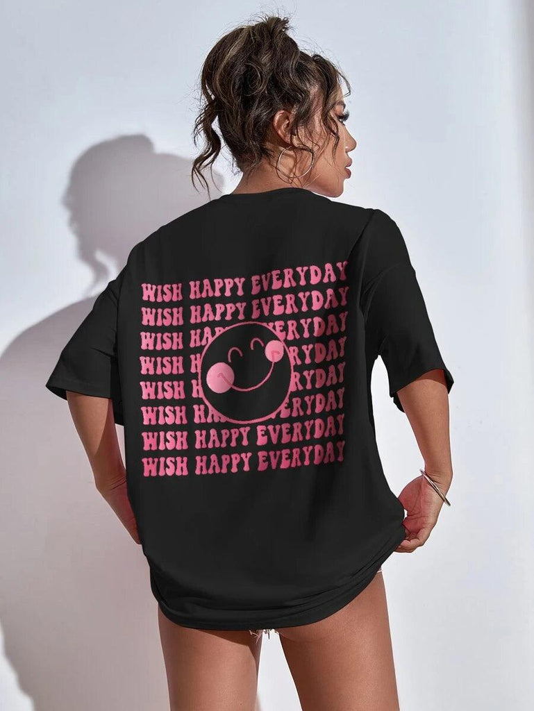 Womens Unisex Over Size Printed Black Color Tshirts - Young Trendz