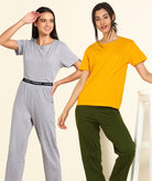 Women T-shirt & Pyjama Set Pure Soft Cotton - Combo Set - Young Trendz