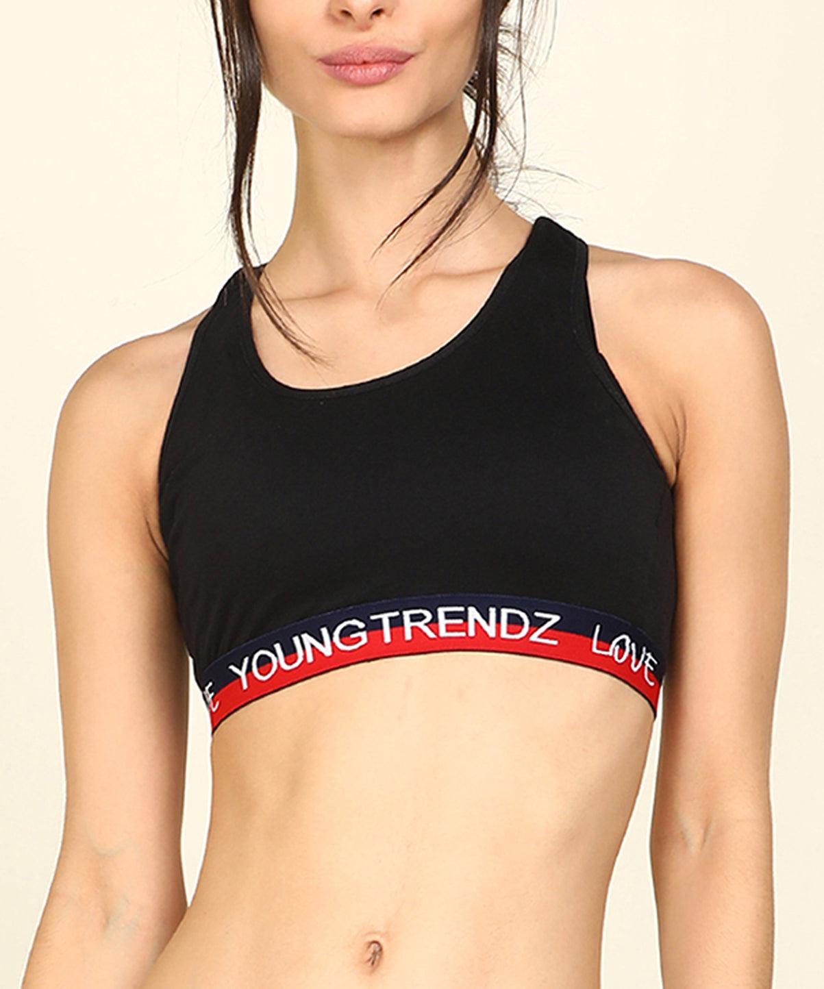 Womens Non Padded Love Elastic Sports Bra - Young Trendz