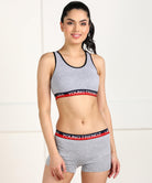 Womens Love Elastic Lingerie Grey Set - Young Trendz