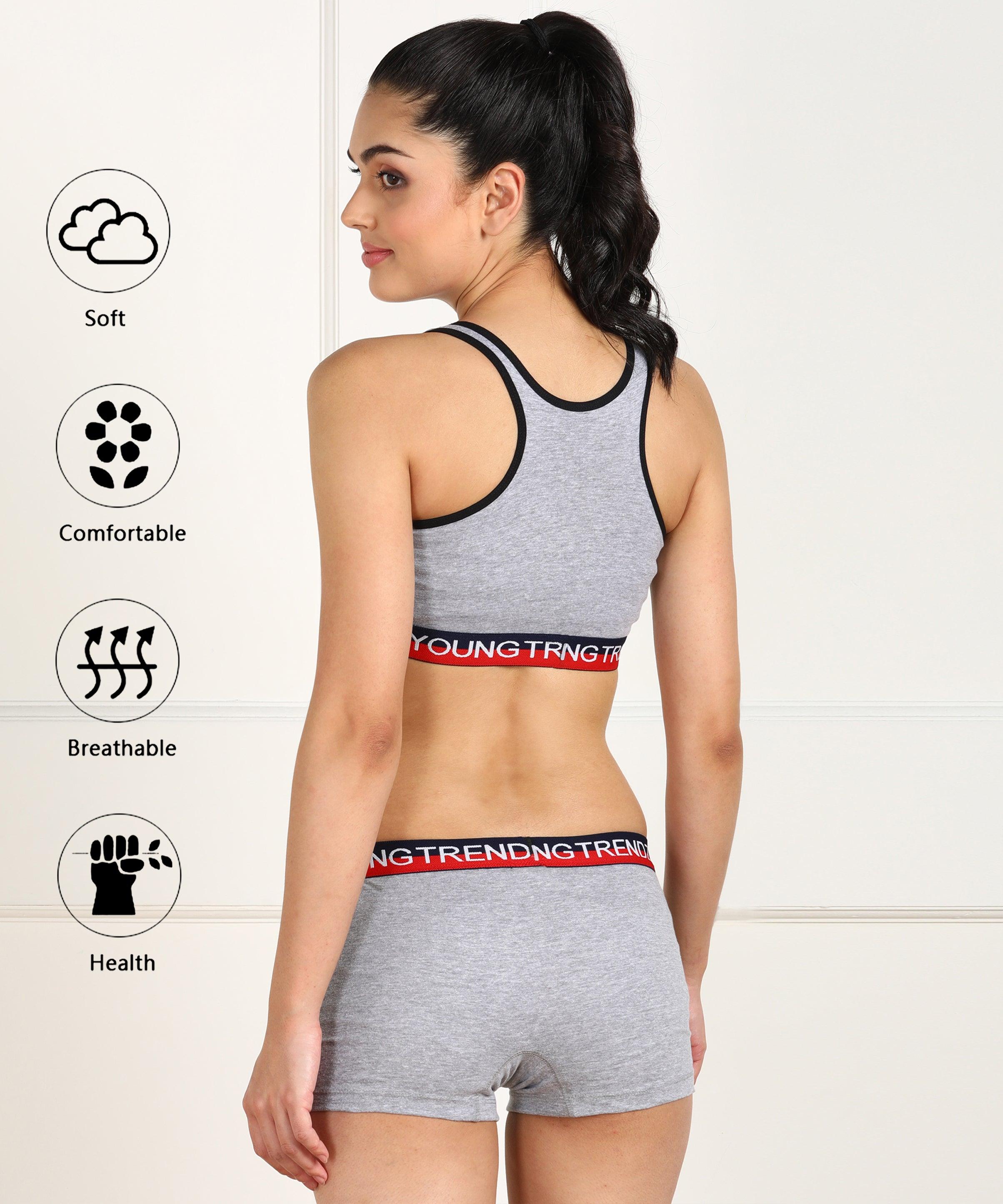 Womens Non Padded Love Elastic Combo Sports Bra - Young Trendz