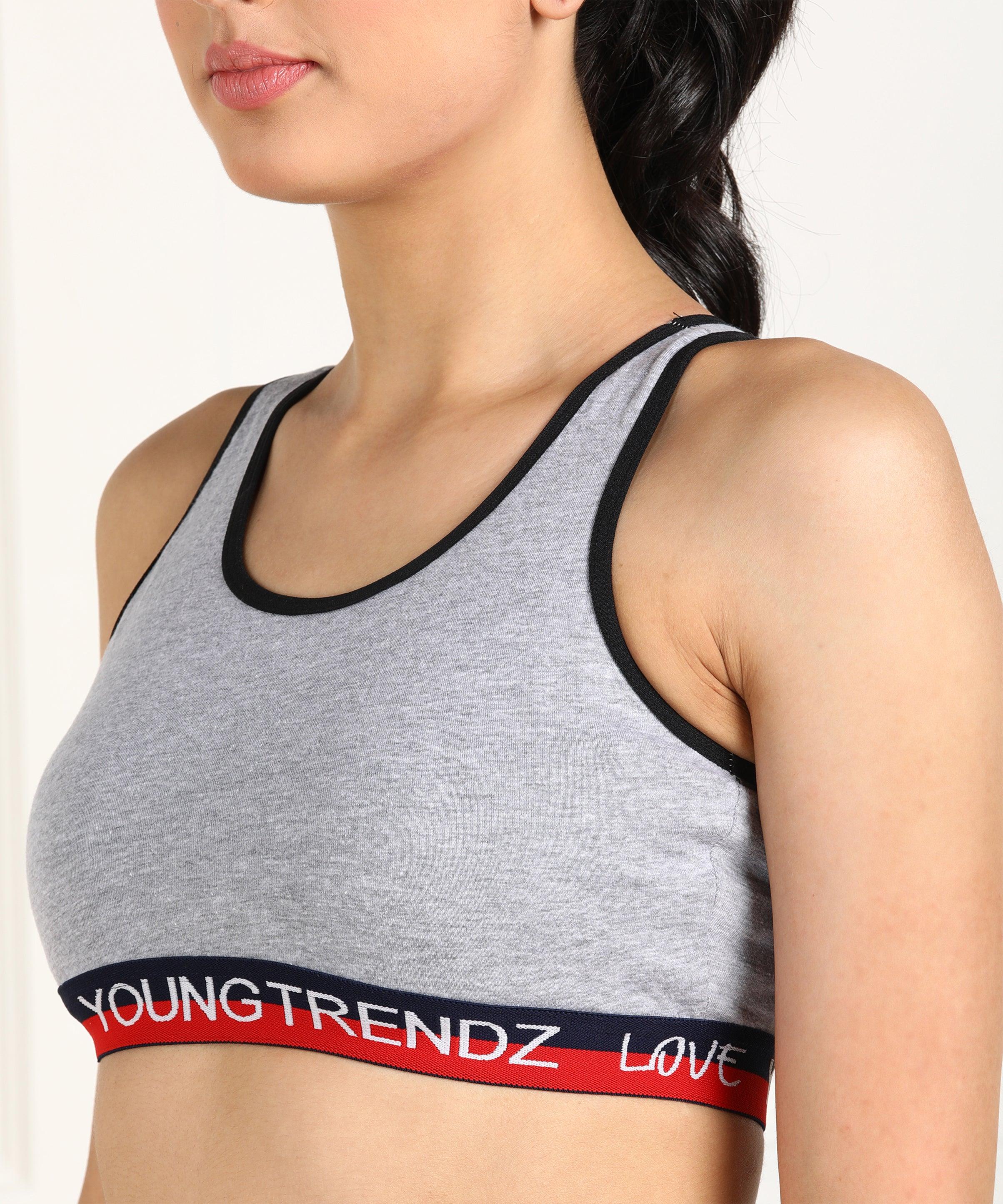 Womens Non Padded Love Elastic Combo Sports Bra - Young Trendz