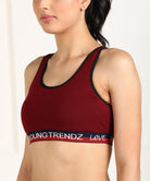 Womens Non Padded Love Elastic Combo Sports Bra - Young Trendz