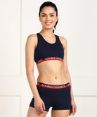 Womens Love Elastic Lingerie Navy Set - Young Trendz