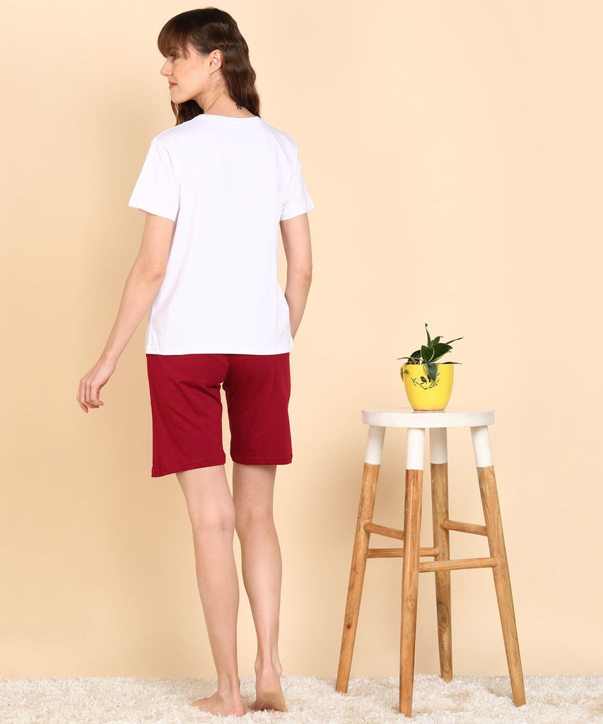 Women Printed Half Sleeve T.Shirt & Shorts Co-Ord Set - Young Trendz