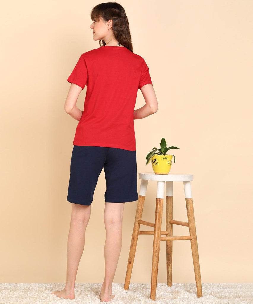 Women Printed Half Sleeve T.Shirt & Shorts Co-Ord Set - Young Trendz