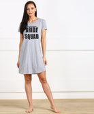 Womens Printed Half Sleeve NightDress - Bride Squad - Young Trendz