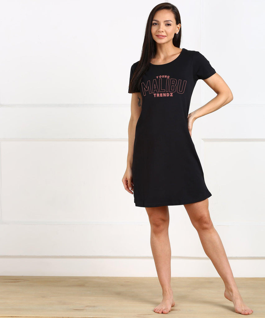 Womens Printed Half sleeve Night Dress - Malibu - Young Trendz