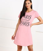 Womens Printed Half Sleeve NightDress - Paris Good Night - Young Trendz