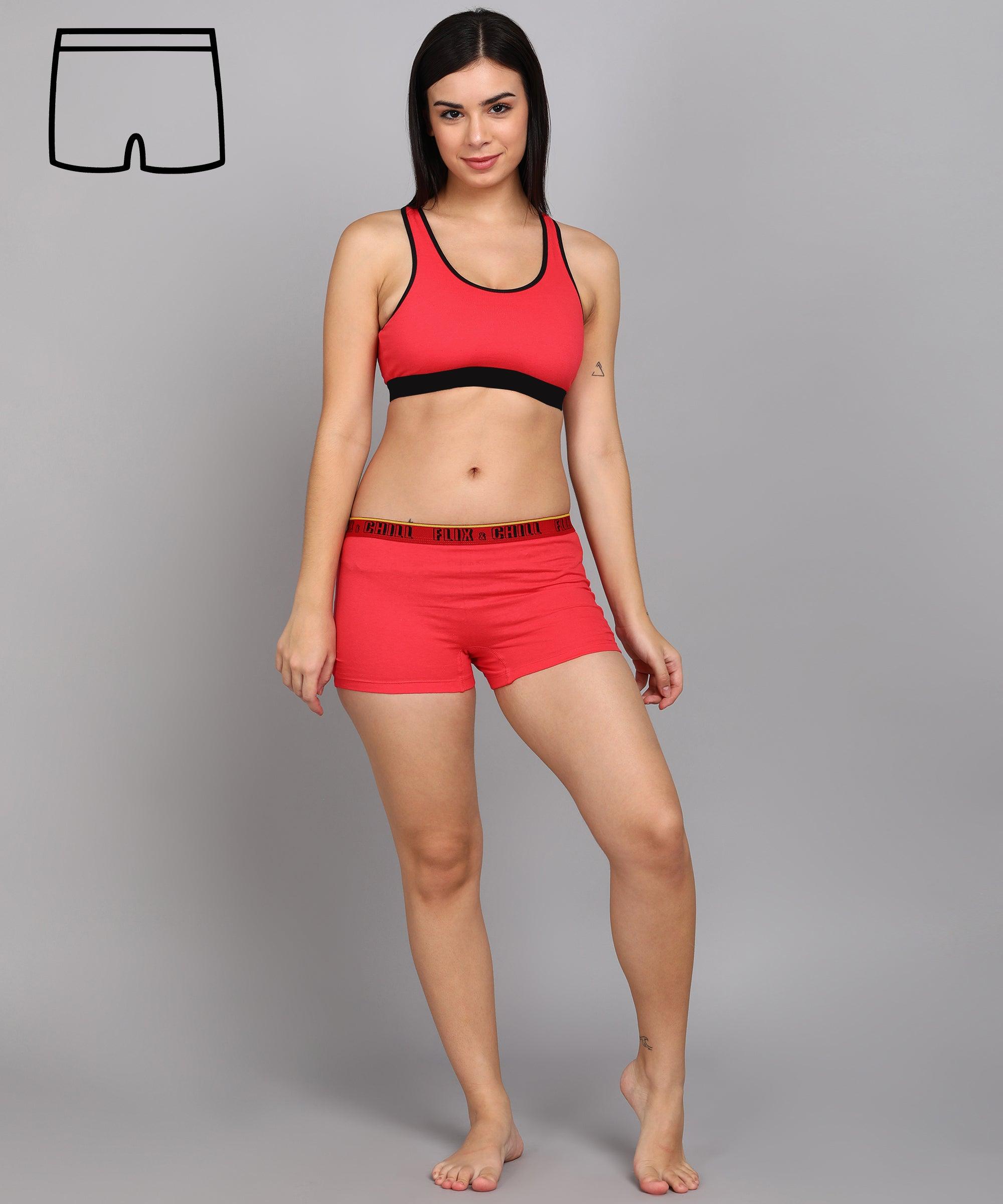 Women FLIXCHILL Boys Shorts Tomato Red - Young Trendz