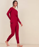 Thermal Tights & Full Sleeve Top Set for Winter Stretchable - Maroon - Young Trendz