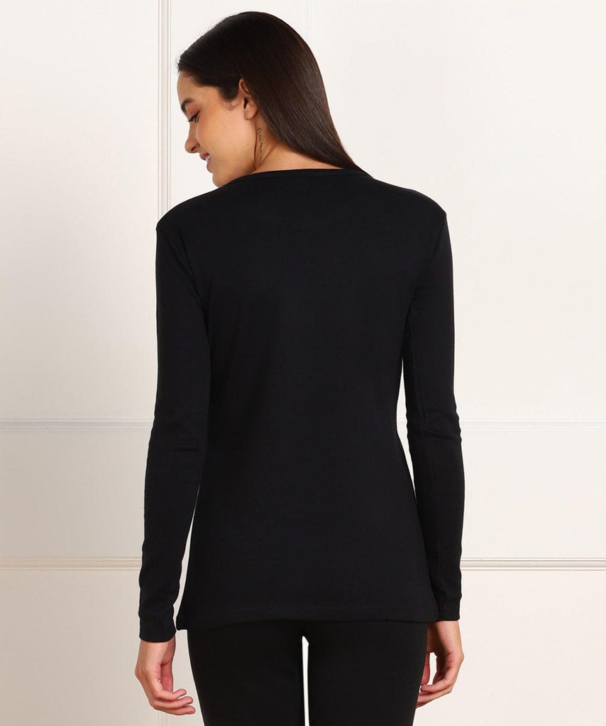 Thermal Full Sleeve Top for Winter Stretchable - Black - Young Trendz