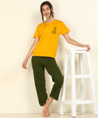 Women Printed T-shirt & Pyjama Set Pure Soft Cotton - Combo Set - Young Trendz