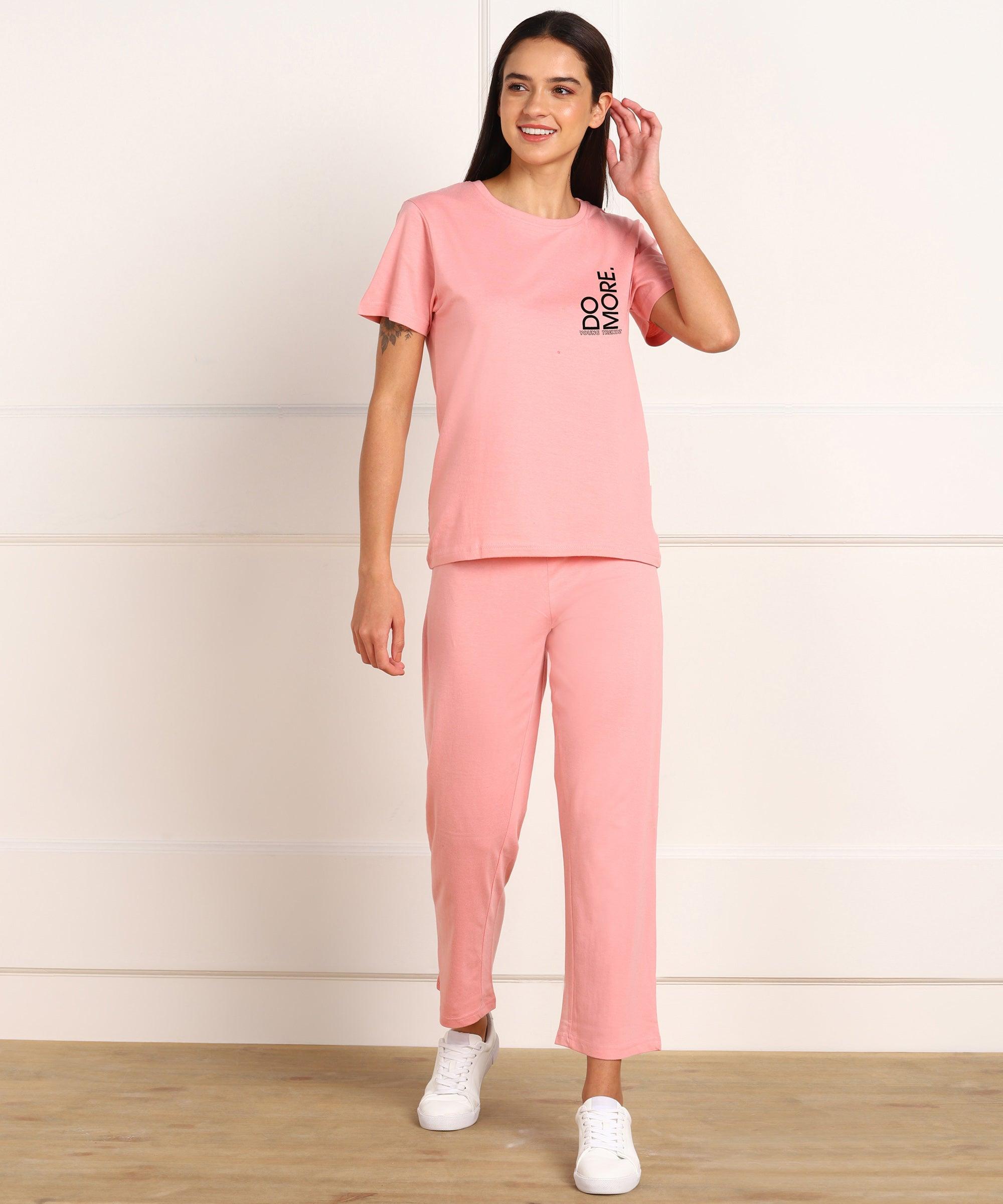 Women Printed T-shirt & Pyjama Set Pure Soft Cotton - Combo Set - Young Trendz