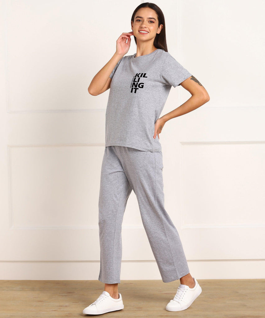 Women Printed T-shirt & Pyjama Set Pure Soft Cotton - Young Trendz