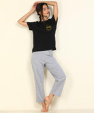 Women Printed T-shirt & Pyjama Set Pure Soft Cotton - Combo Set - Young Trendz