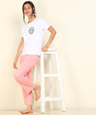 Women Printed T-shirt & Pyjama Set Pure Soft Cotton - Young Trendz