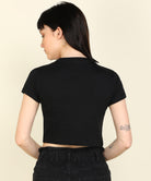 Womens Half Sleeve Crop Rib Top - Young Trendz