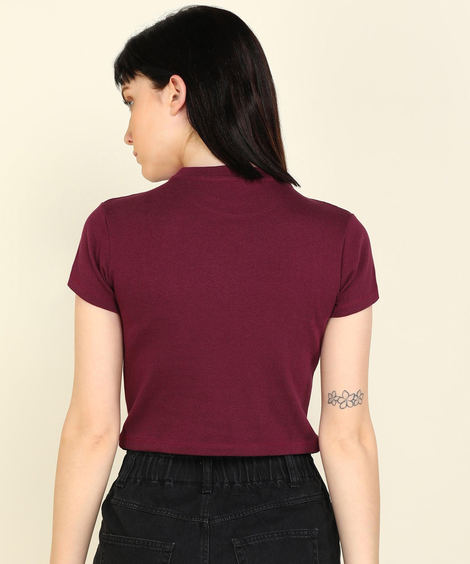 Womens Half Sleeve Crop Rib Top - Young Trendz