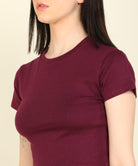 Womens Half Sleeve Crop Rib Top - Young Trendz