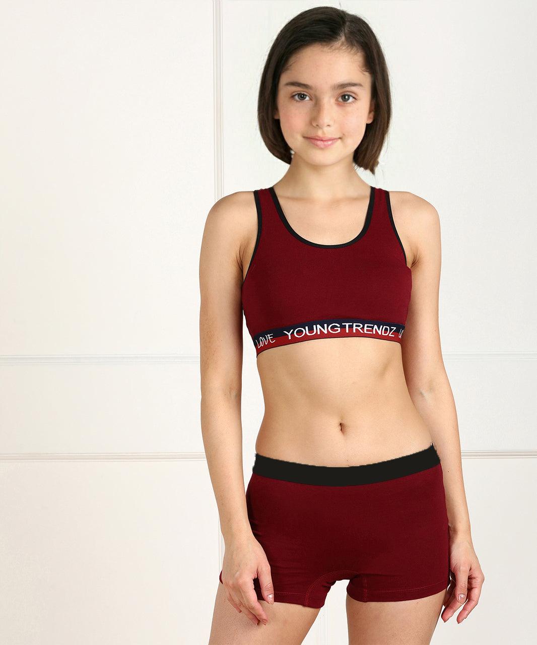 Young Trendz Girls Non Padded Love Elastic Sports Bra - Young Trendz