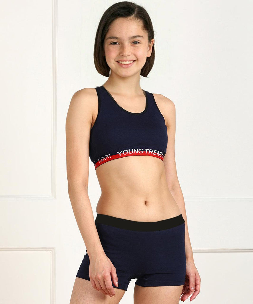 Young Trendz Girls Non Padded Love Elastic Sports Bra - Young Trendz