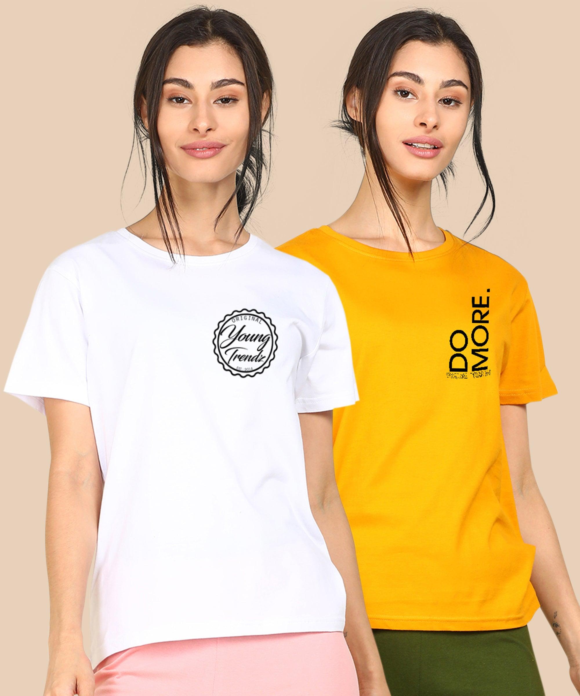 Womens Regular Fit Combo Printed T Shirt - Young Trendz