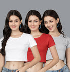 Young trendz Women's Casual Half Sleeve Crop Top (Pack Of 3) - Young Trendz