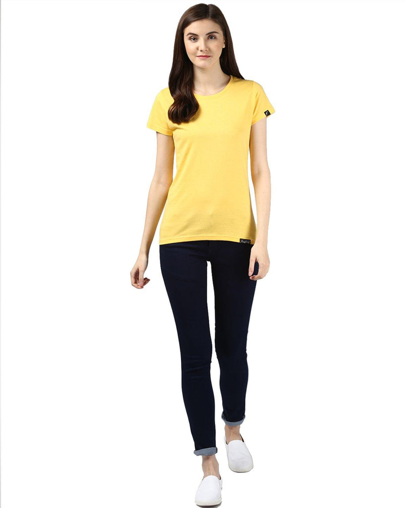 Womens Half Sleeve DND Printed Yellow Color Tshirts - Young Trendz