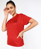 Young Trendz Womens Round Neck Half Sleeve Pocket Printed Sports Tshirt (Red) - Young Trendz