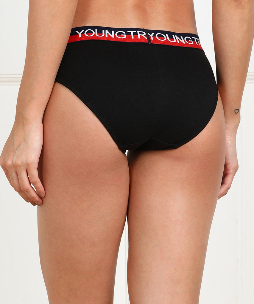 Young Trendz Women Love Elastic Hipster Black colour Panty - Young Trendz