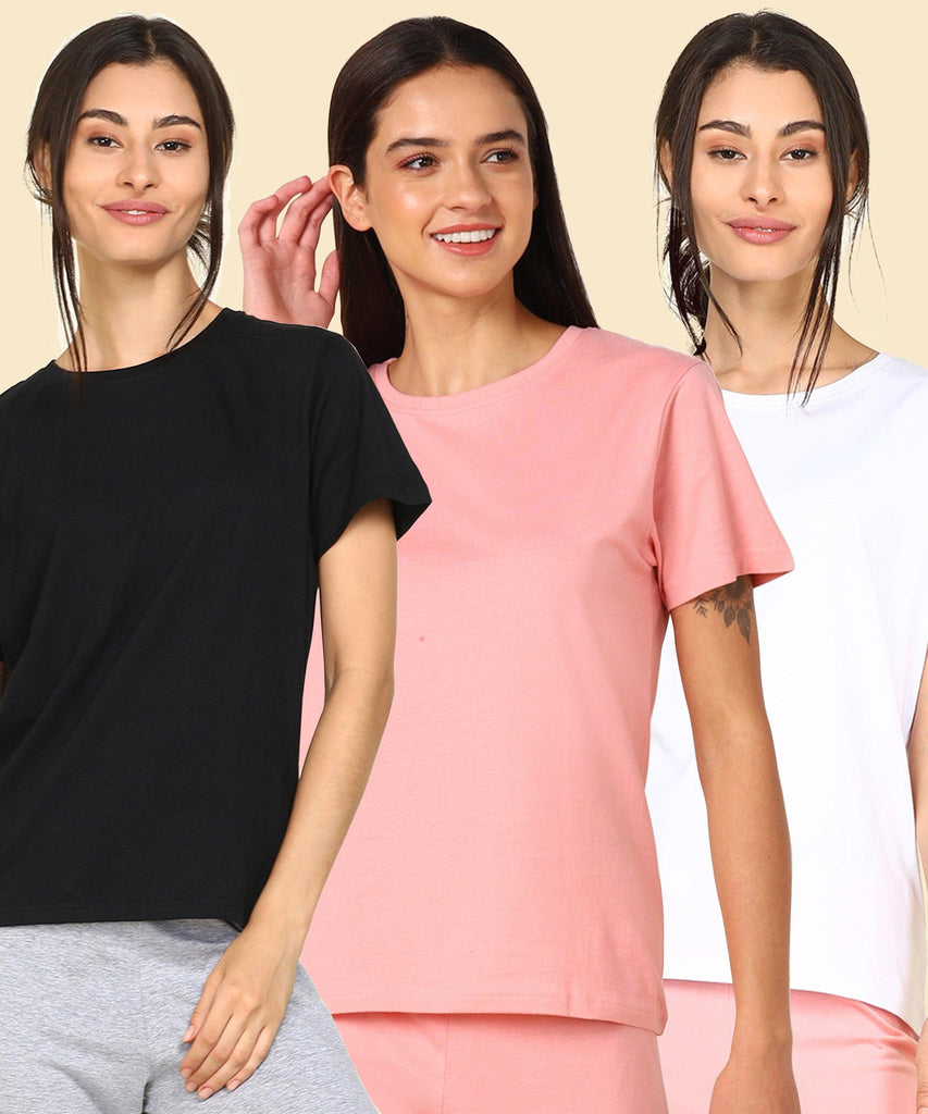 Young Trendz Womens Regular Fit Combo Solid Tshirt - Young Trendz