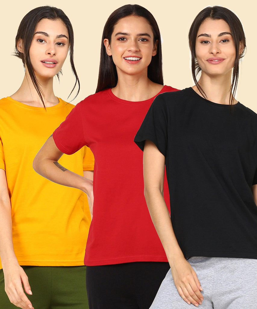 Young Trendz Womens Regular Fit Combo Solid Tshirt - Young Trendz