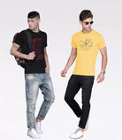 Young Trendz Mens Printed round neck Halfsleeve Tshirt(MUSTARD & BLACK) - Young Trendz