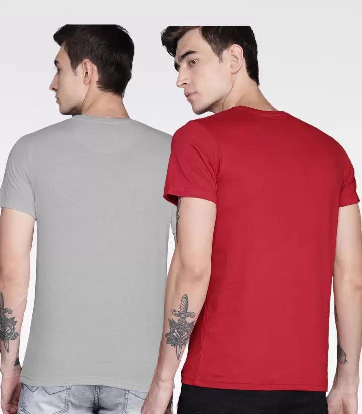 Young Trendz Mens Printed round neck Halfsleeve Tshirt (RED & GREY) - Young Trendz