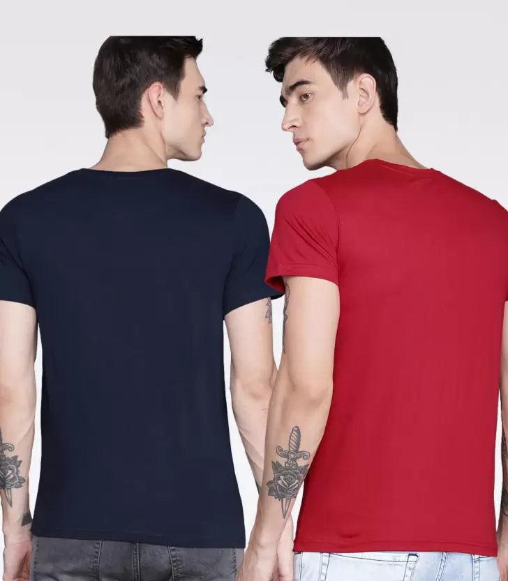 Young Trendz Mens Printed round neck Halfsleeve Tshirt (RED & DARKBLUE) - Young Trendz