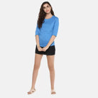 Pack of 3 Women Self Design, Solid Round Neck T-Shirt (RED, SKYBLUE, WHITE) - Young Trendz