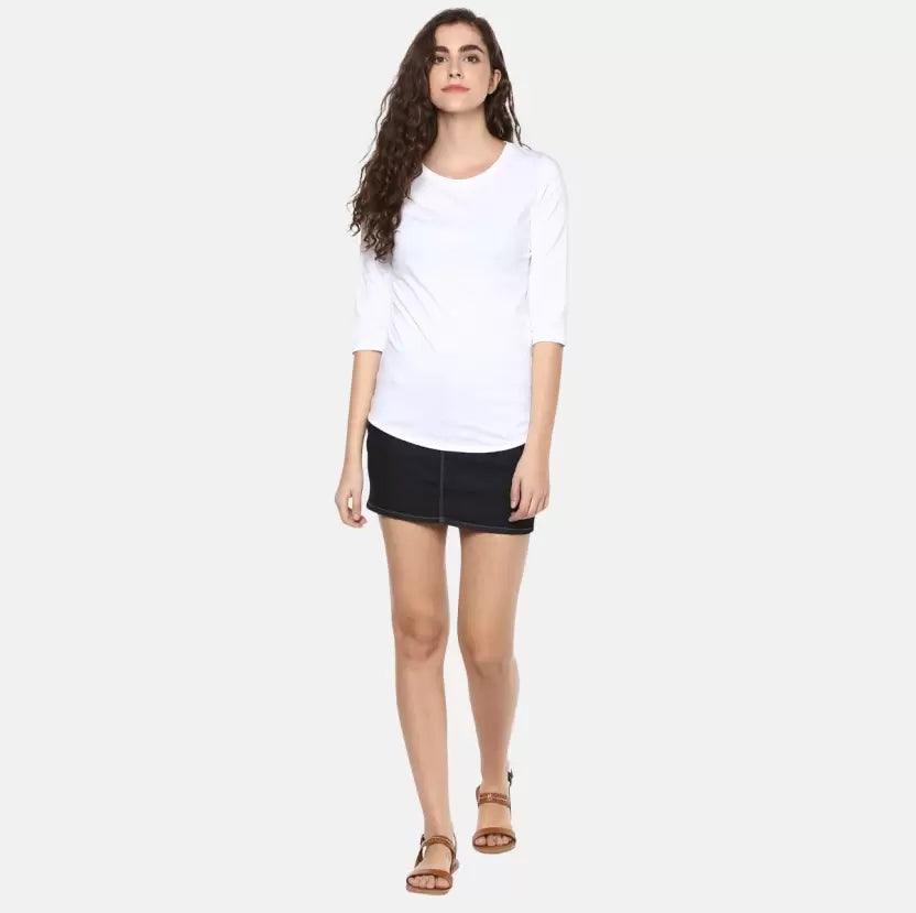 Pack of 3 Women Self Design, Solid Round Neck T-Shirt (RED WHITE YELLOW) - Young Trendz