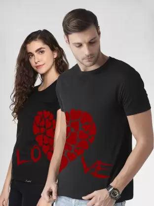 Printed Couple Tshirt (RED,BLACK) - Young Trendz