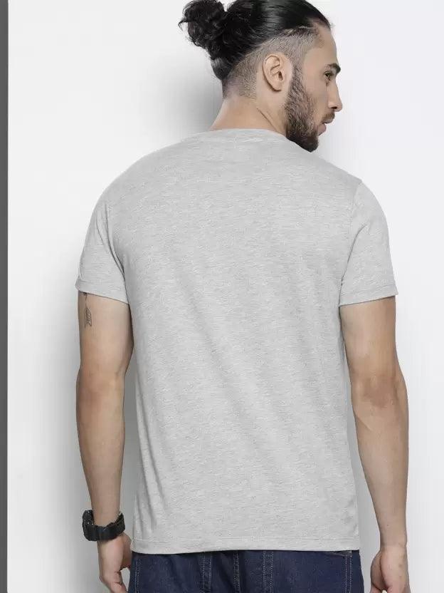 Men Printed Round Neck (Grey) T-Shirt - Young Trendz