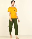 Women Printed T-shirt & Pyjama Set Pure Soft Cotton - Young Trendz