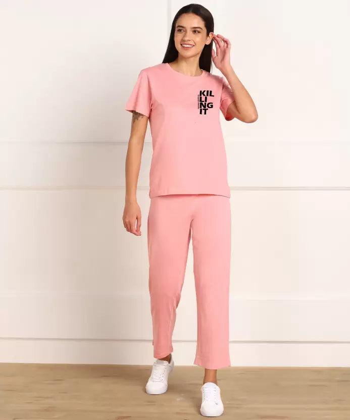 Young trendz Women Printed Pink Top & Pyjama Set - Young Trendz