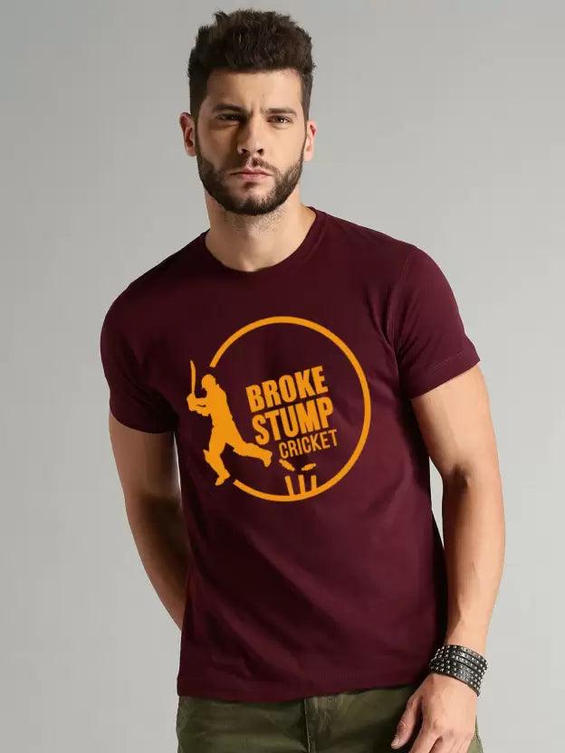 Men Printed Round Neck (Maroon) T-Shirt - Young Trendz