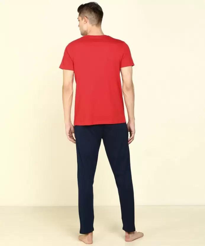 Men Printed Round Neck (Red) T-Shirt - Young Trendz