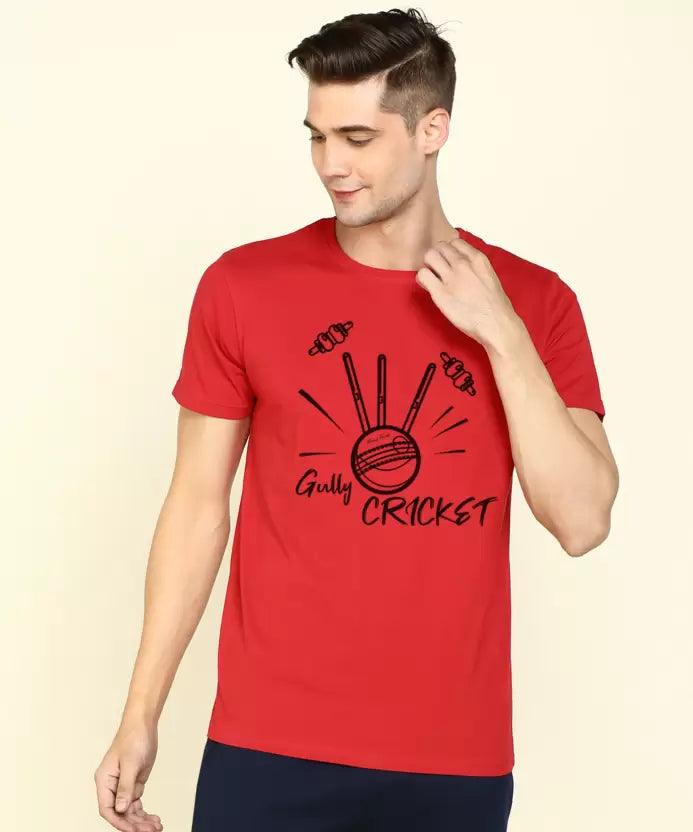 Men Printed Round Neck (Red) T-Shirt - Young Trendz